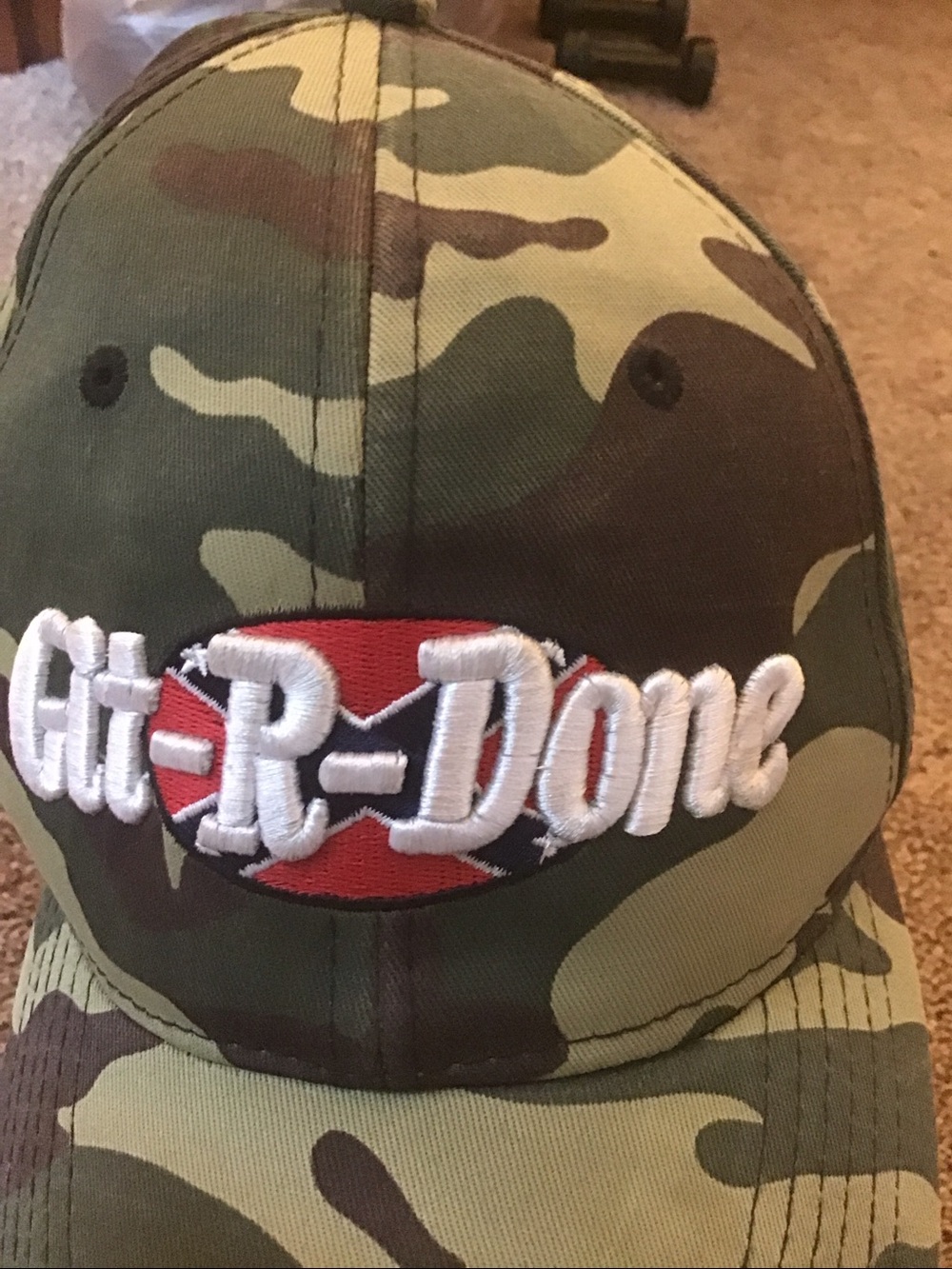 Camouflage ball hat adjustable, one size fits all Confederate flag Git-R-Done